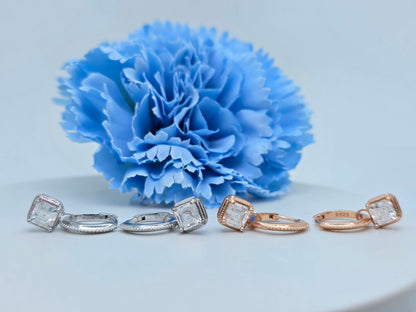 Asscher Cut White Moissanite Ear Huggies