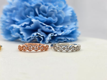 Hexagonal Milgrain stacker Ring
