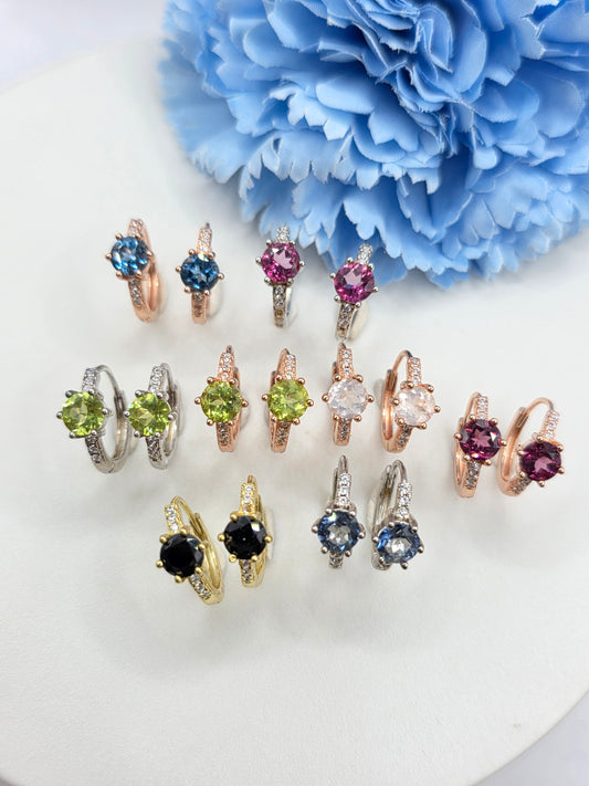 Natural Gemstone Huggies- Kel in S925 Gold Vermeil