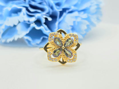 Floral Gemstone Spinning Ring