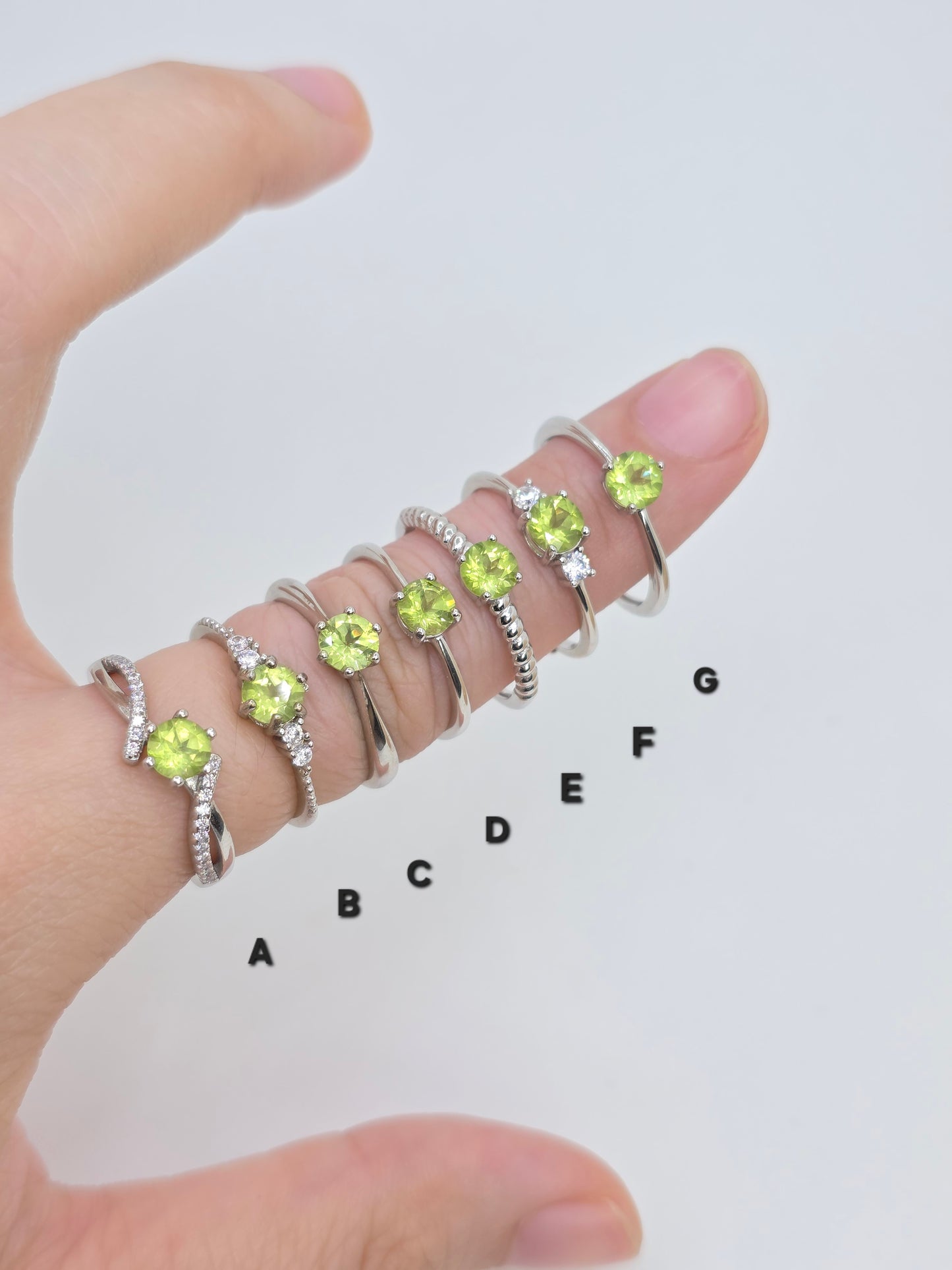 Natural Round 0.5 Carat Green Peridot Ring White Gold in S925 Demi Fine Ring