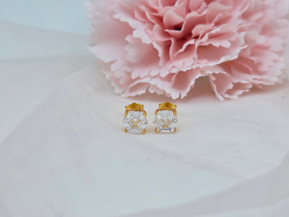 Hexagonal White Topaz Stud