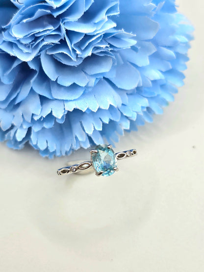 Natural Blue Zircon Ring