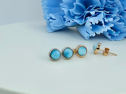 Larimar Bezel Studs