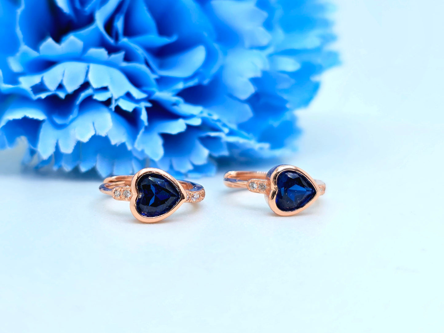 Heart Sapphire Huggies