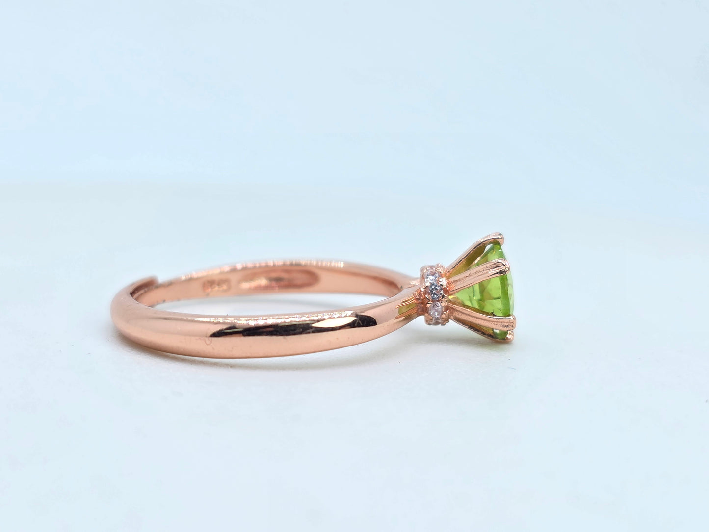 Natural Round 1 Carat Peridot S925 Demi Fine Ring