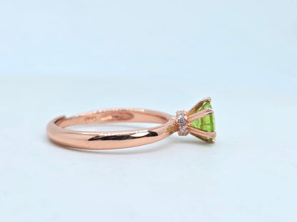 Natural Round 1 Carat Peridot S925 Demi Fine Ring