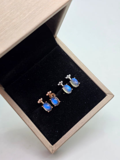 Tree Of Life Labradorite Ear Studs in S925 Sterling Silver