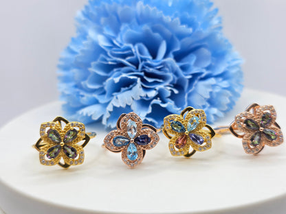 Floral Gemstone Spinning Ring