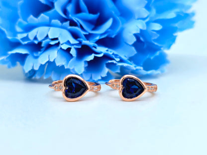 Heart Sapphire Huggies