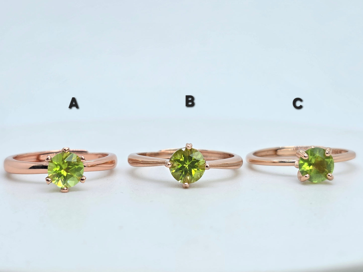 Natural Round 1 Carat Peridot S925 Demi Fine Ring