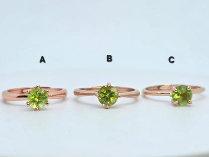 Natural Round 1 Carat Peridot S925 Demi Fine Ring