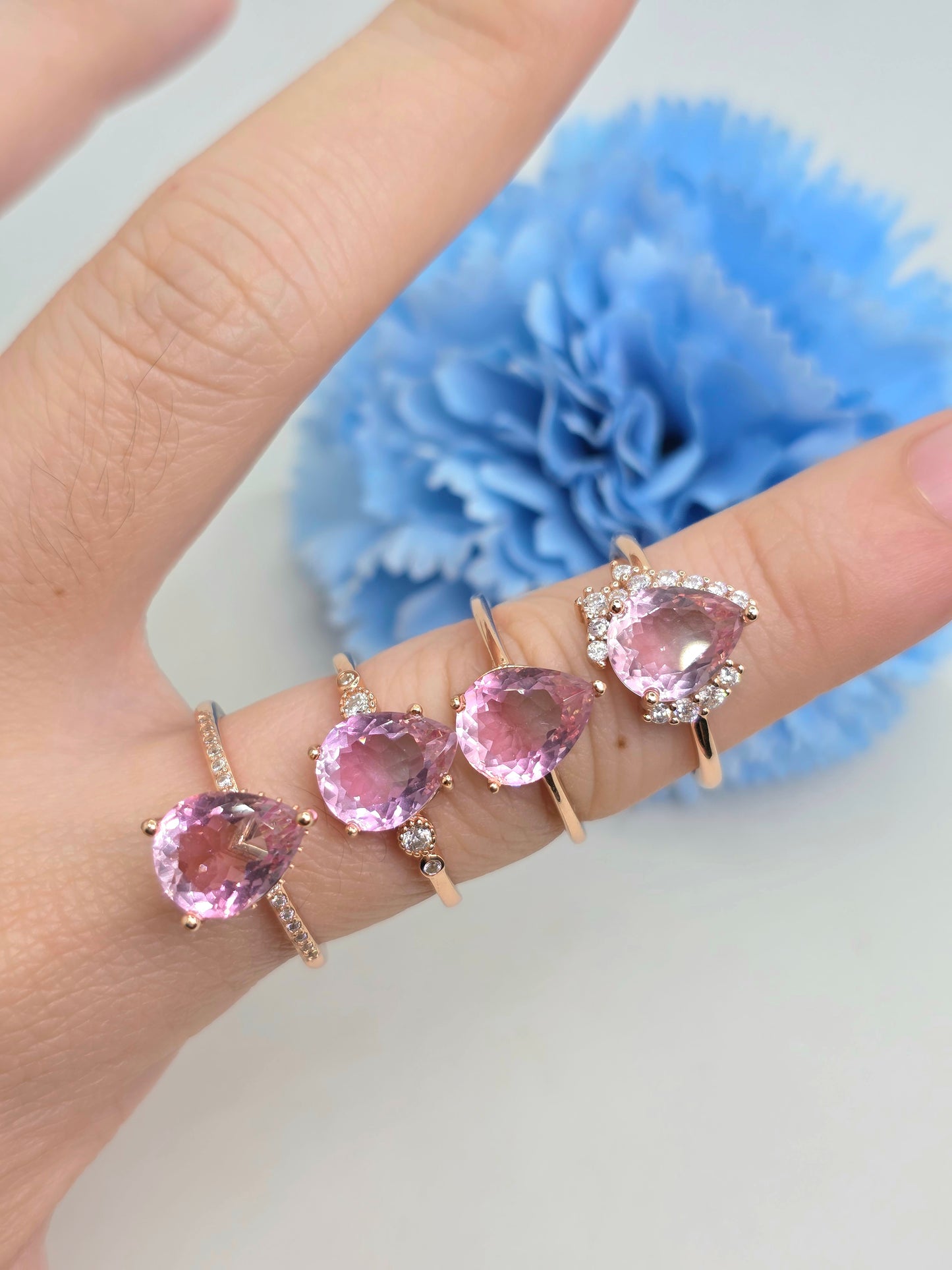 Pear Shape Chonky Lab Pink Sapphire Demi Fine Adjustable Ring