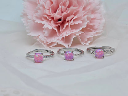 Cushion Pink Opal Rings