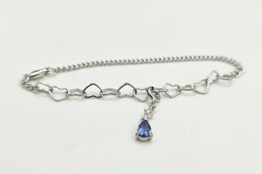 Simple Heart Curb Chain Bracelet in Gold Plated S925 Silver