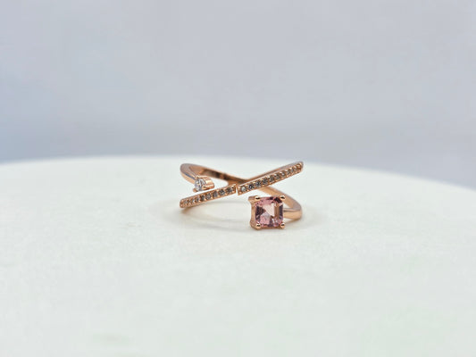 Ascher Cut Pink Tourmaline Ring