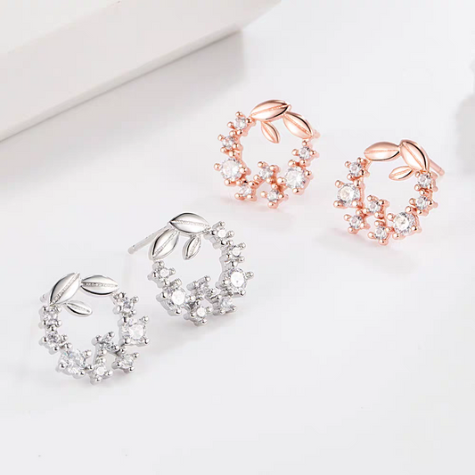 Leafy Hoop Studs