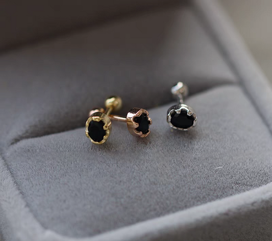Black Spinel Screwback Studs