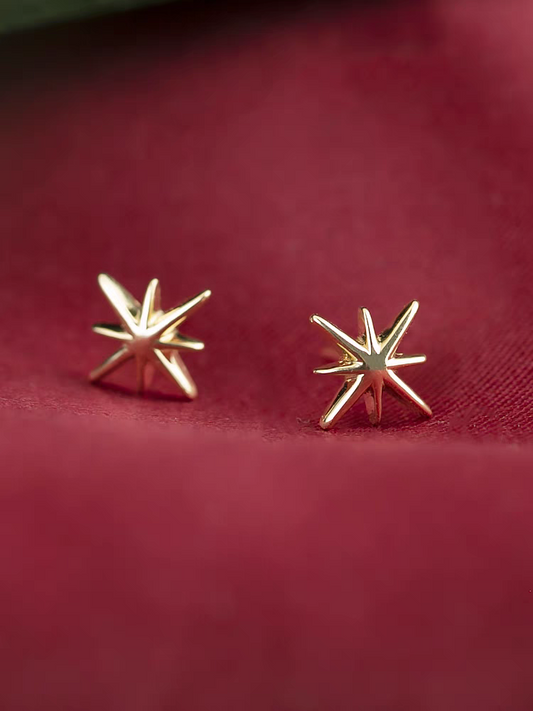 14k Solid Gold Starry Studs