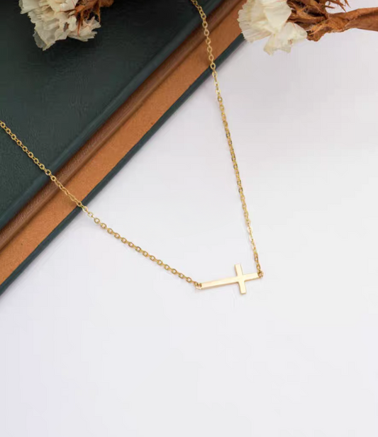 14k Solid Gold Cross Necklace