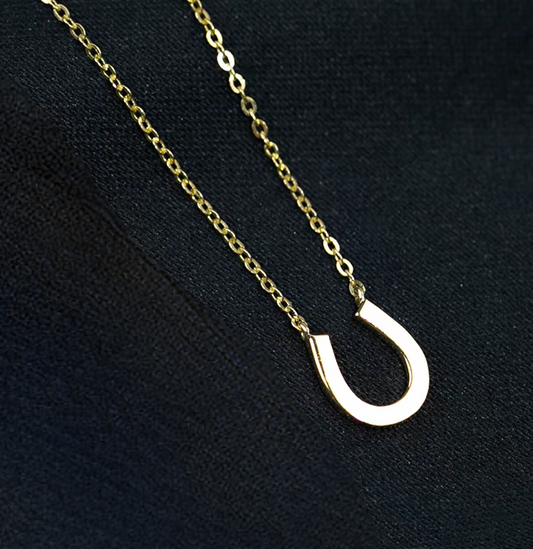 14K Solid Gold Horseshoe Necklace