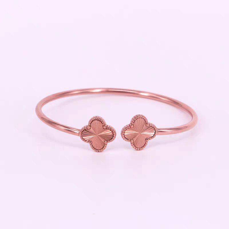 Clover Open Cuff Bangle - 18K Gold Plated