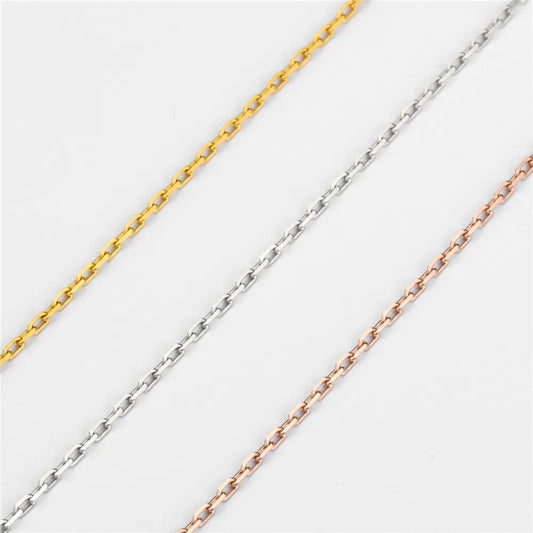 14K Solid Gold Plain Chain Necklace