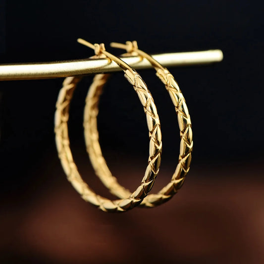 18K Yellow Gold Big Hoop Ear Studs