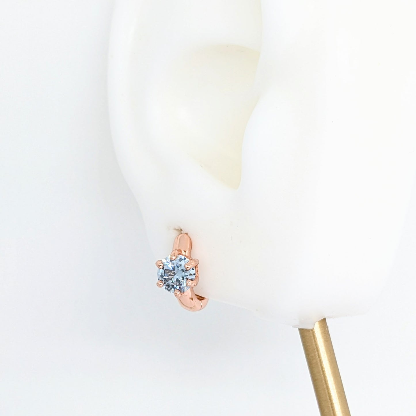 Simple 6 Prong Gem Ear Huggies / Ear Hoops