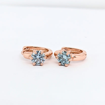 Simple 6 Prong Gem Ear Huggies / Ear Hoops