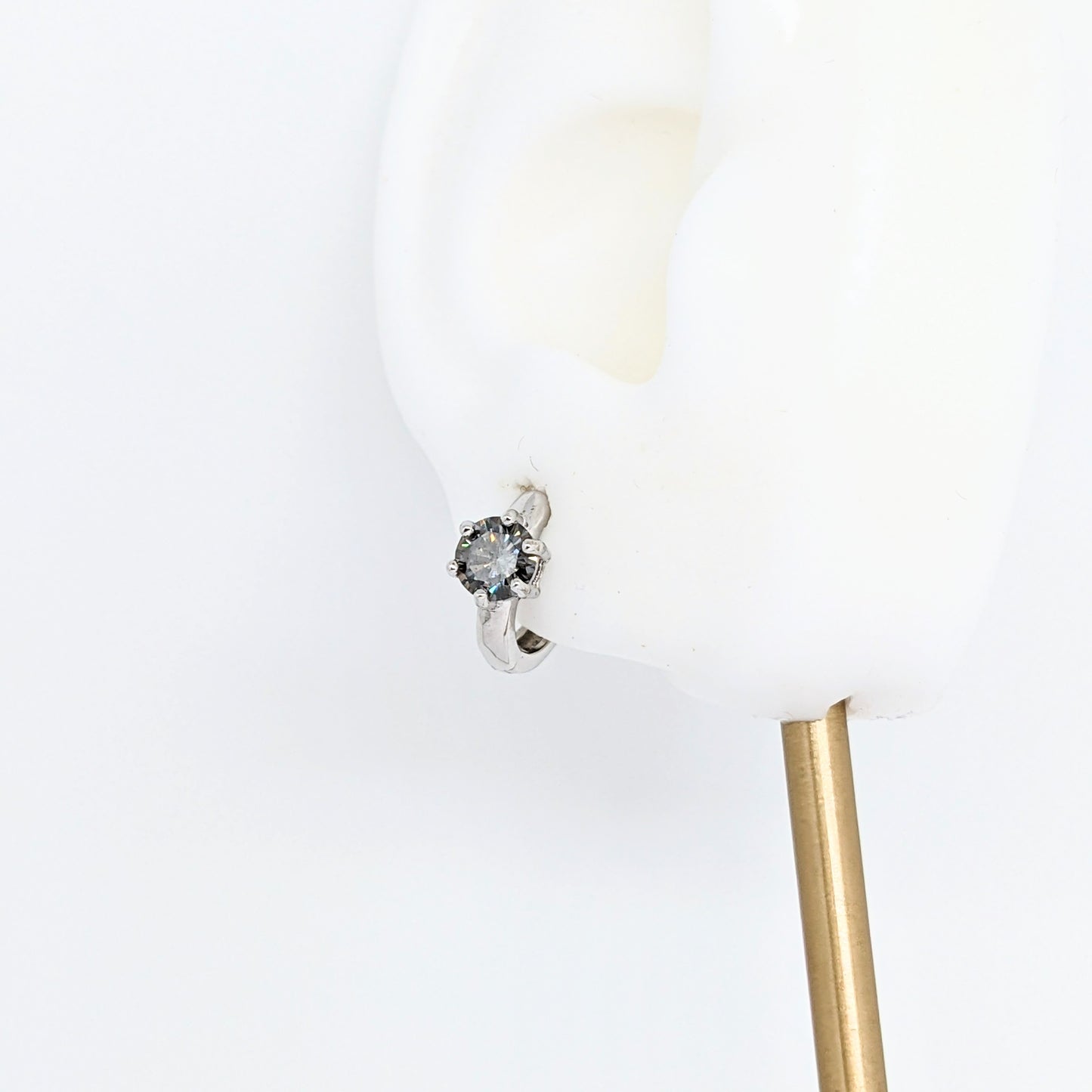 Simple 6 Prong Gem Ear Huggies / Ear Hoops