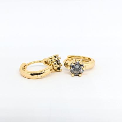Simple 6 Prong Gem Ear Huggies / Ear Hoops
