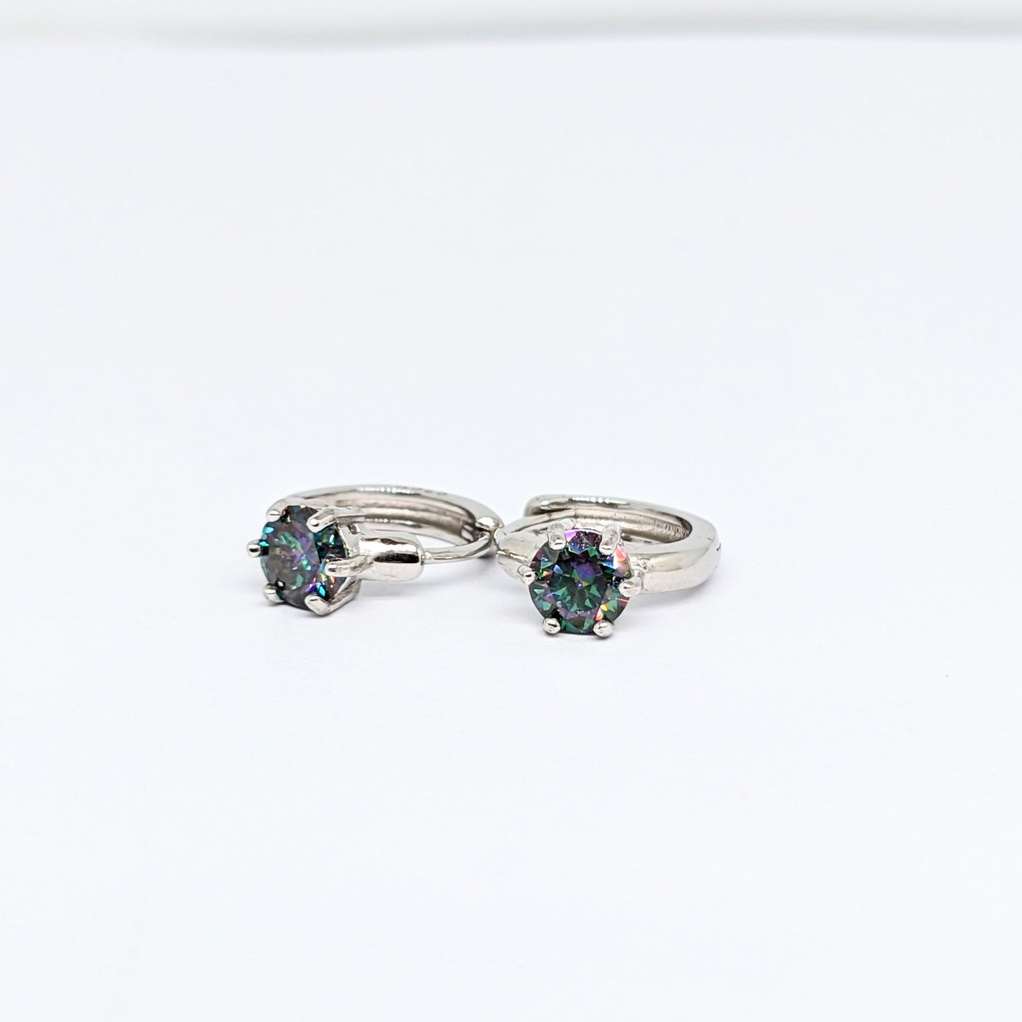Simple 6 Prong Gem Ear Huggies / Ear Hoops