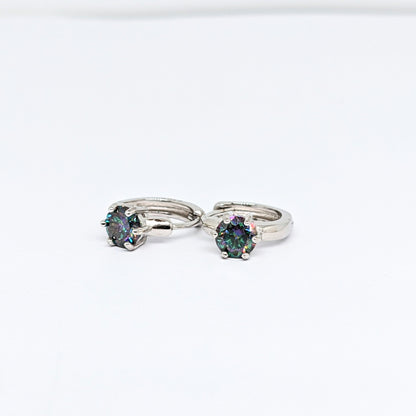 Simple 6 Prong Gem Ear Huggies / Ear Hoops