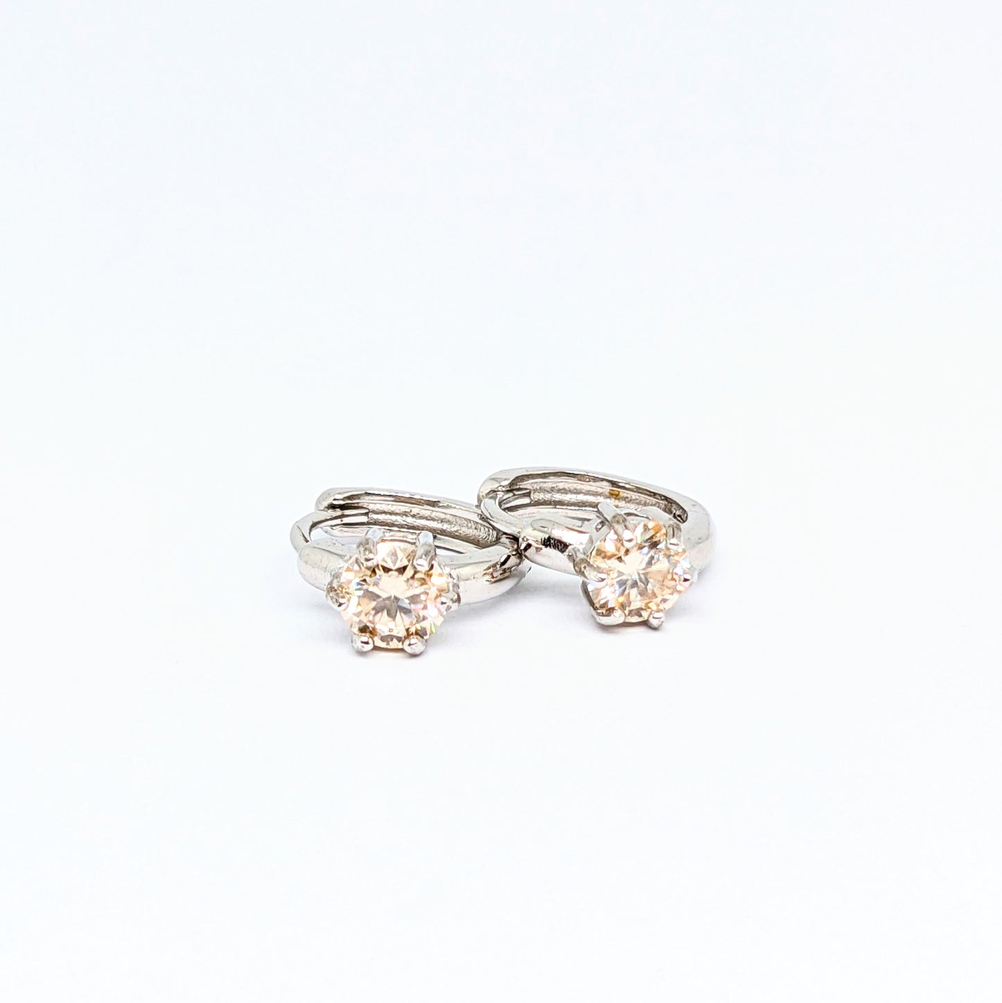 Simple 6 Prong Gem Ear Huggies / Ear Hoops