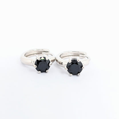 Simple 6 Prong Gem Ear Huggies / Ear Hoops