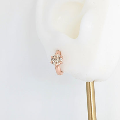 Simple 6 Prong Gem Ear Huggies / Ear Hoops