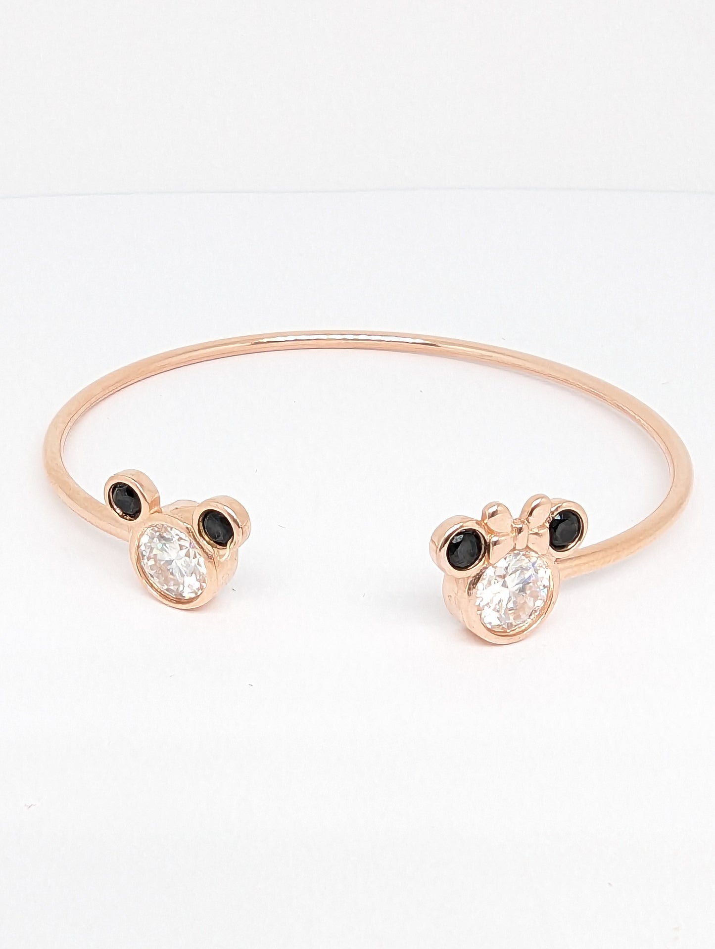 Mickey and Minnie White Moissanite Bangle