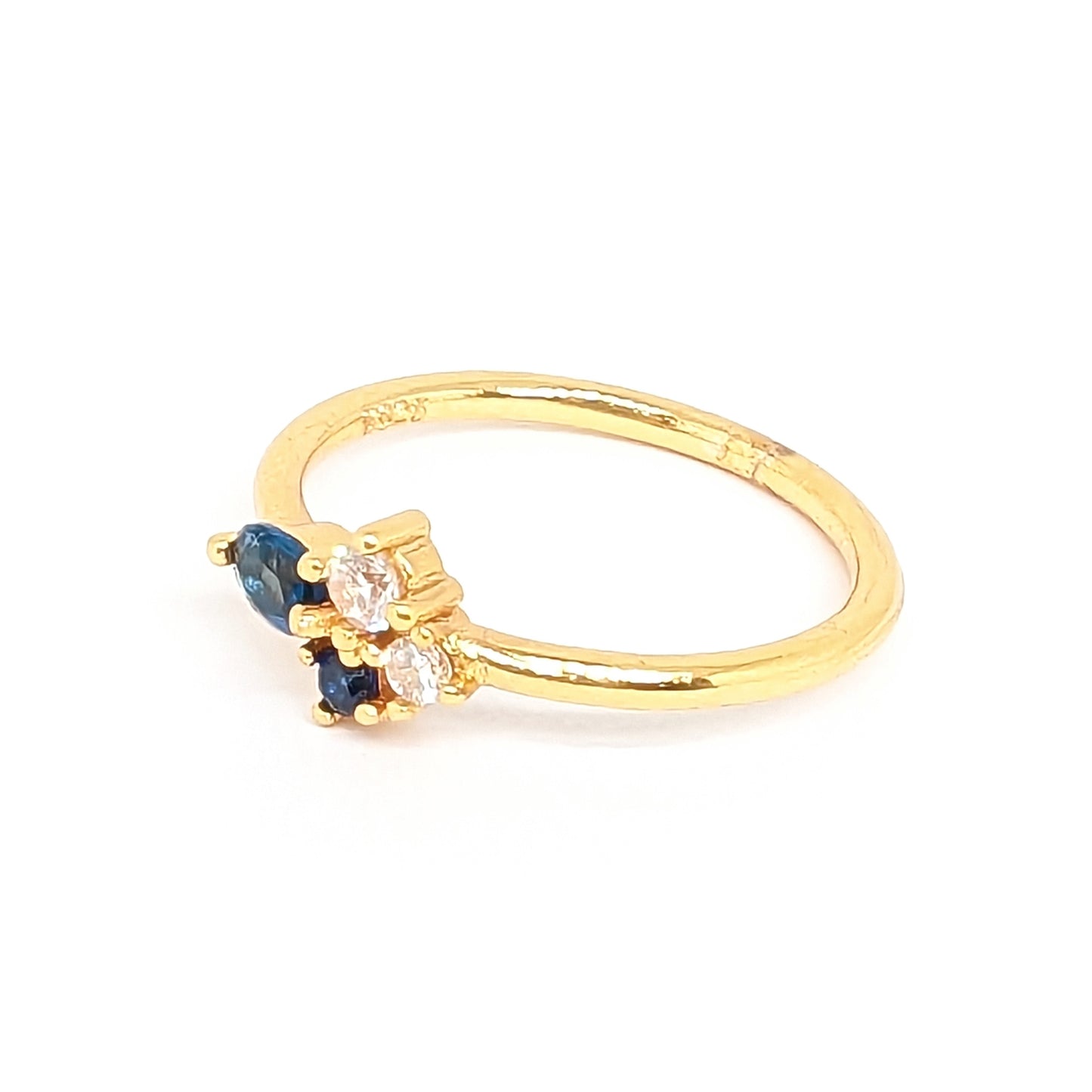 Sapphire Topaz Cluster Ring in Yellow Gold