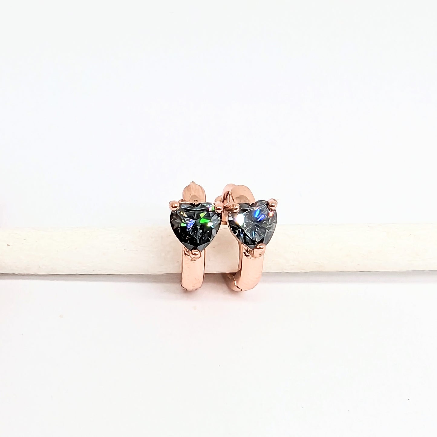 Heart Shape Gun Metal Grey Color Moissanite Ear Huggies