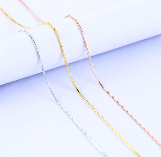 18K Solid Gold Box Chain Necklace
